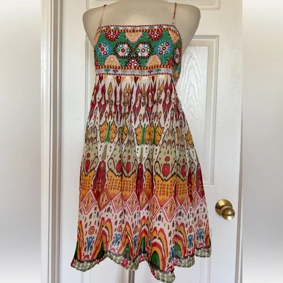 Zara Embroidered Beaded Mini Dress. Size large - Picture 6 of 6